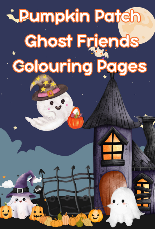 Pumpkin Patch Ghost Friends – Halloween Coloring Book for Kids (40 Pages, Instant Download)